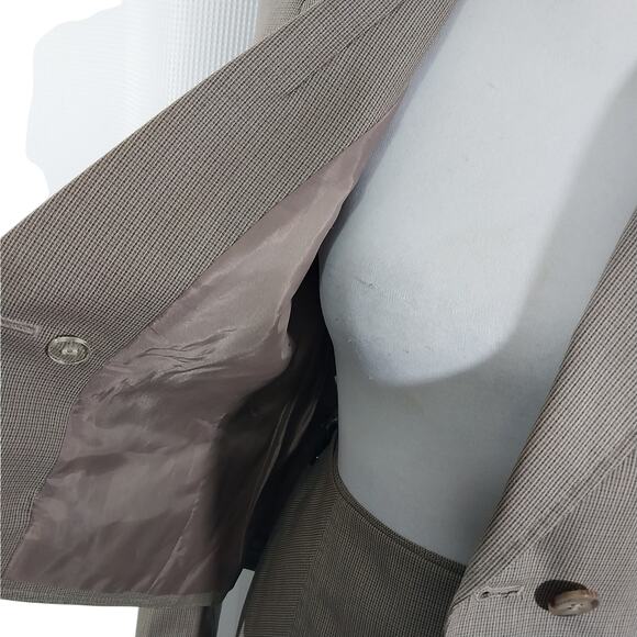 NINE WEST! SHADES OF BROWN, TAN MICRO-PLAID 2 PC SKIRT, JACKET SUIT! SZ 2 - Picture 6 of 12